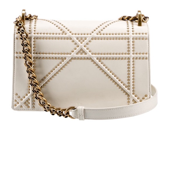 Dior White and Gold Studded Handbag - Picture 3 of 5
